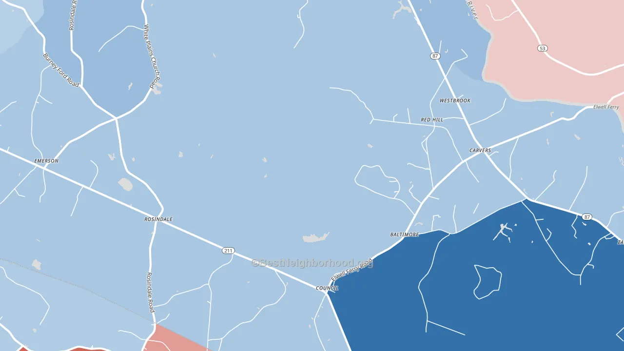 Council, NC block-group political-lean map