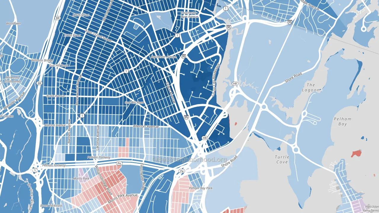 Country Club, Bronx, NY block-group political-lean map