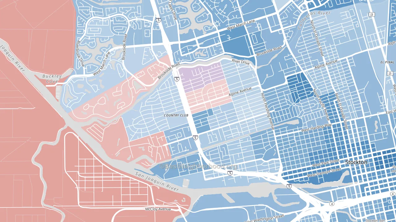 Country Club, CA block-group political-lean map