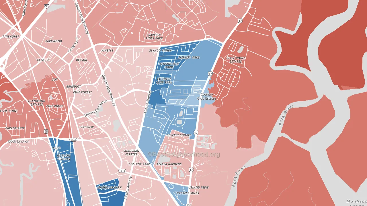 Country Club Estates, GA block-group political-lean map