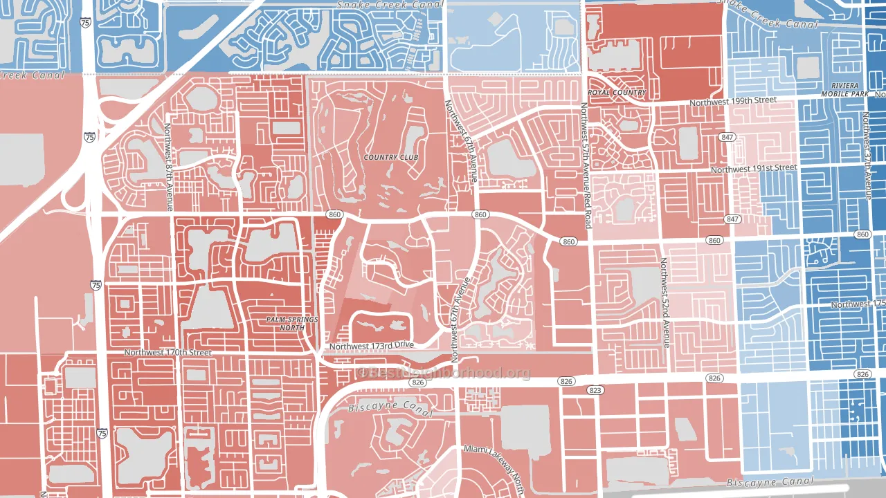 Country Club, FL block-group political-lean map