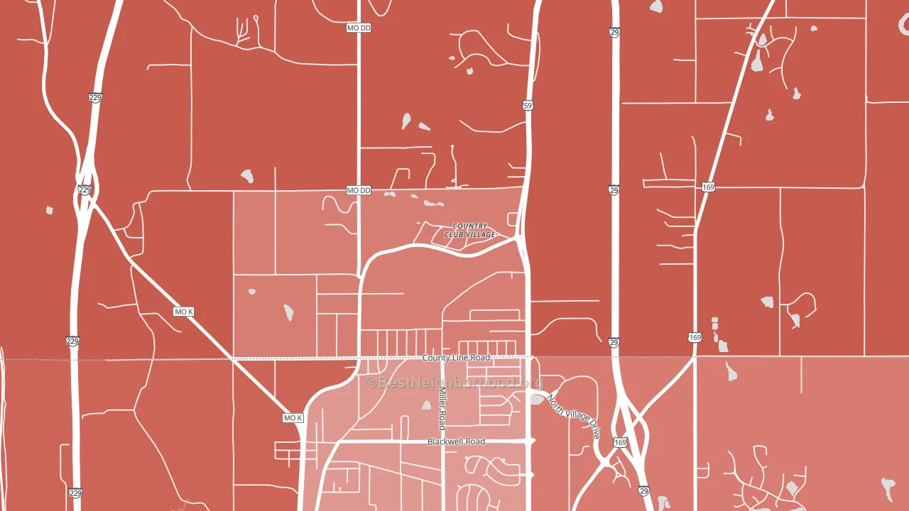 Country Club, MO block-group political-lean map
