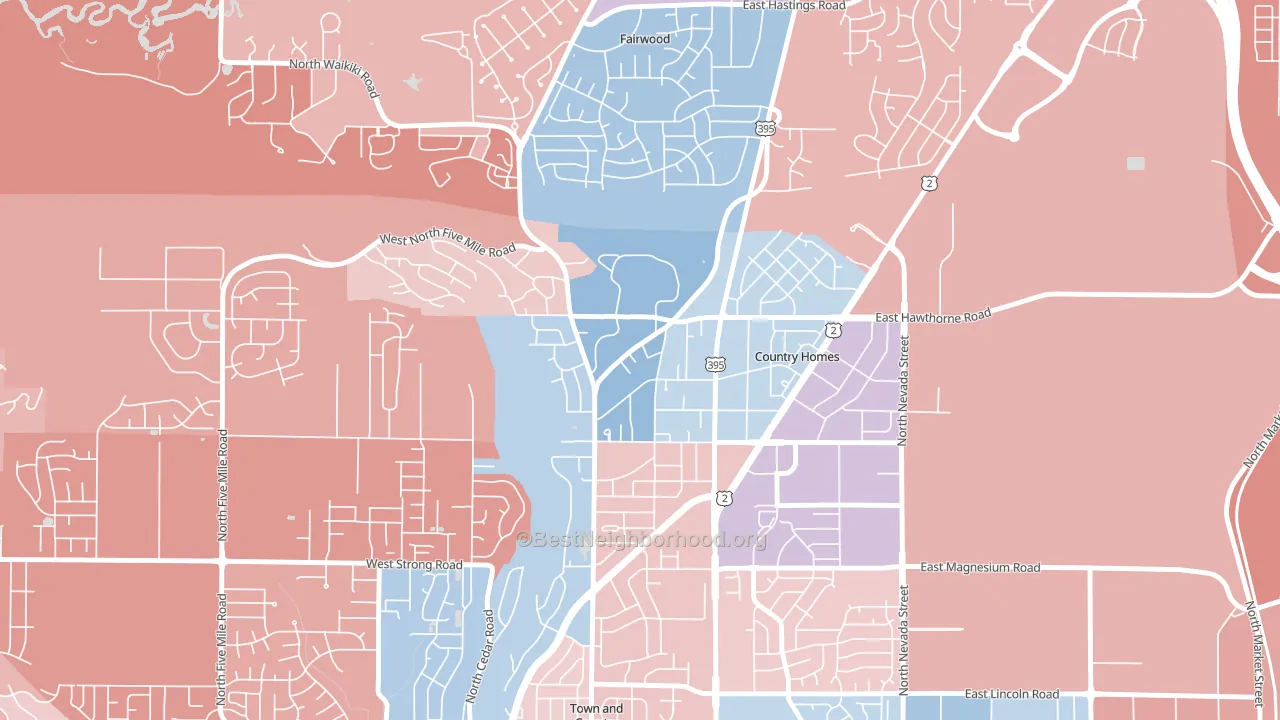 Country Homes, WA block-group political-lean map