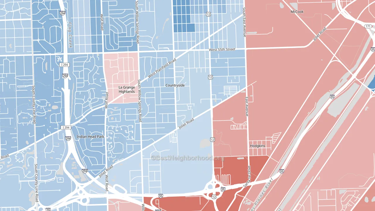 Countryside, IL block-group political-lean map