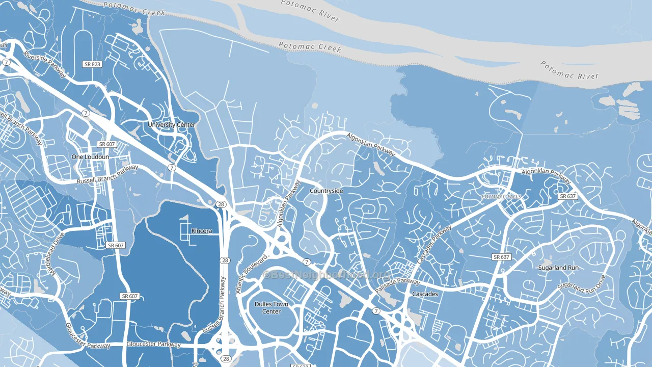 Countryside, VA block-group political-lean map