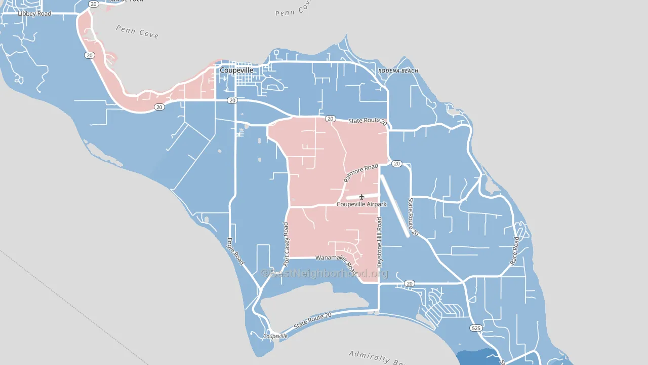 Coupeville, WA block-group political-lean map