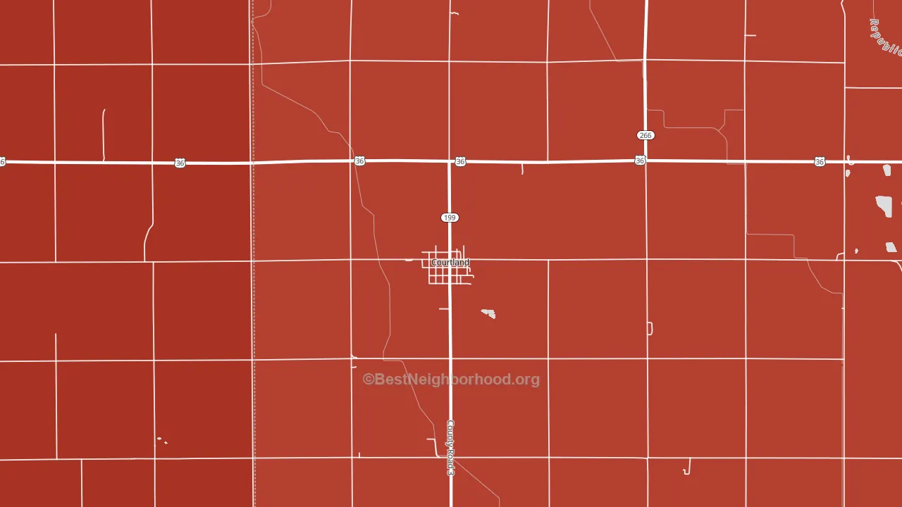 Courtland, KS block-group political-lean map