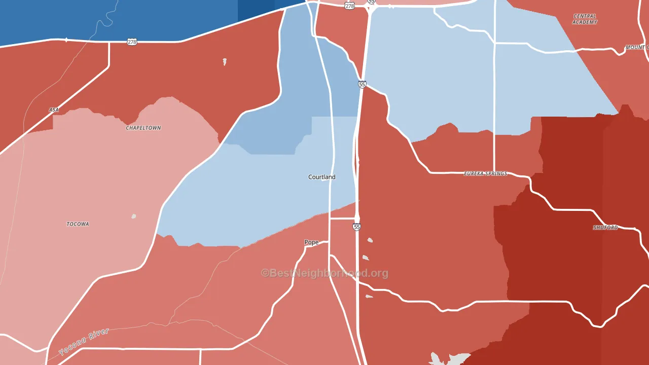 Courtland, MS block-group political-lean map