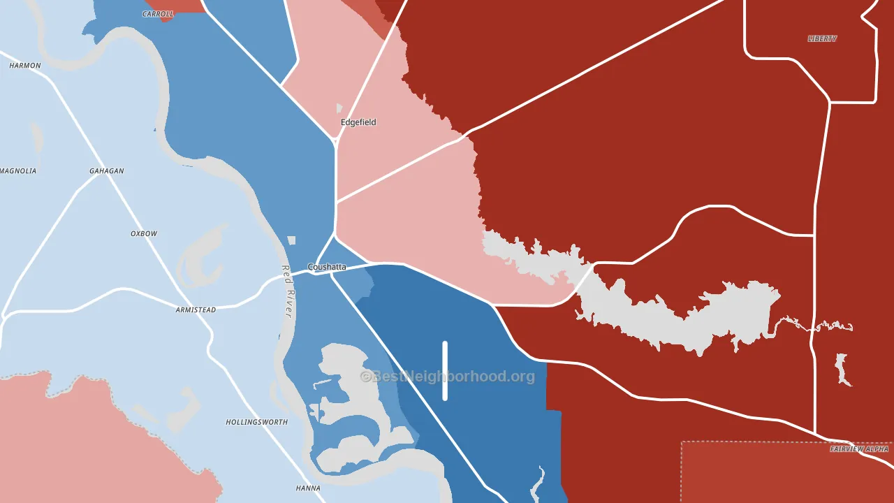 Coushatta, LA block-group political-lean map