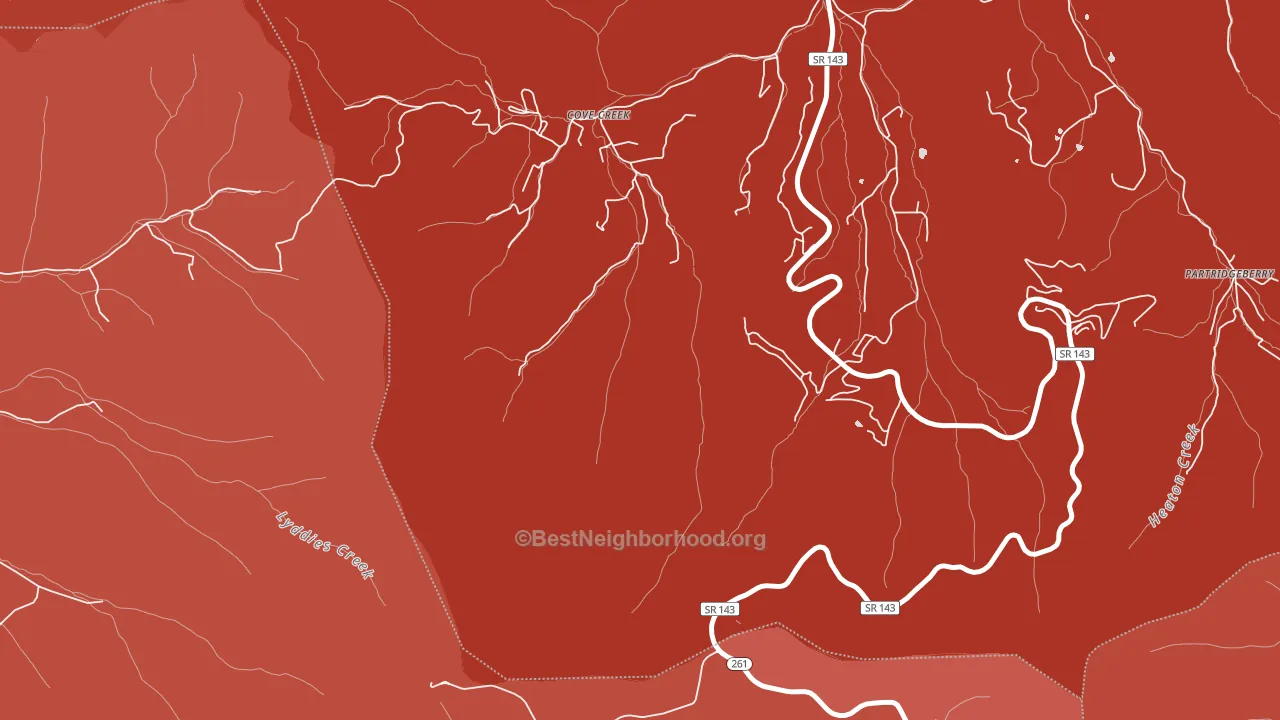 Cove Creek, TN block-group political-lean map