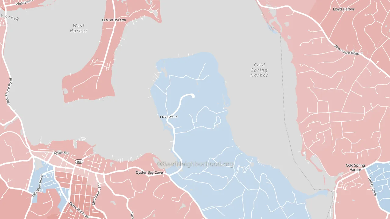 Cove Neck, NY block-group political-lean map