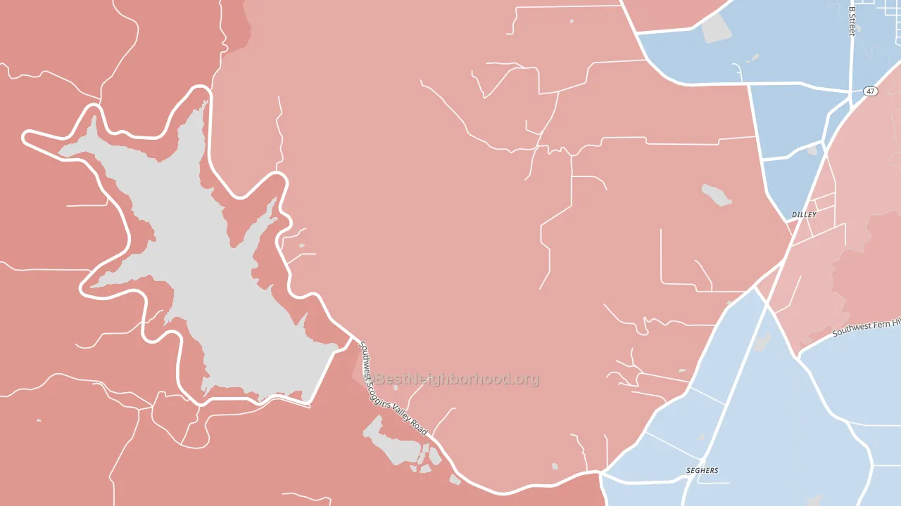 Cove Orchard, OR block-group political-lean map