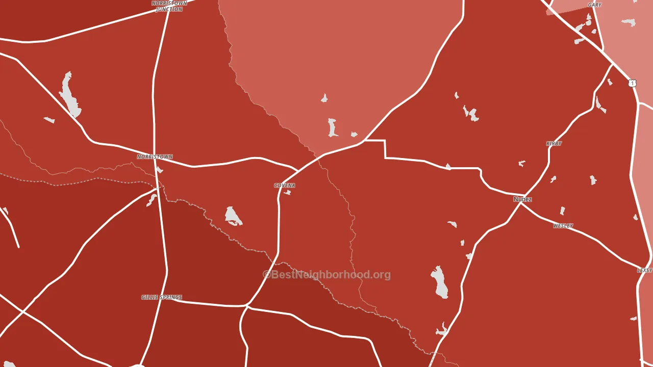 Covena, GA block-group political-lean map