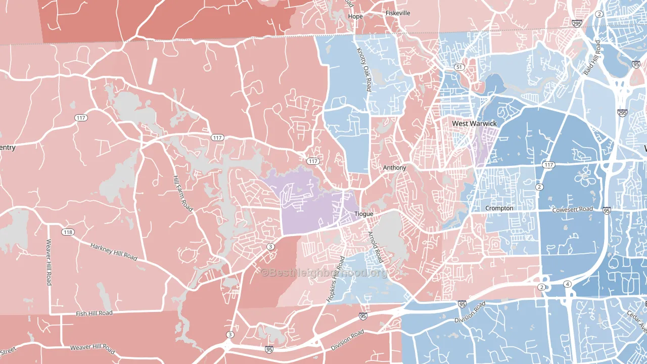 Coventry, RI block-group political-lean map