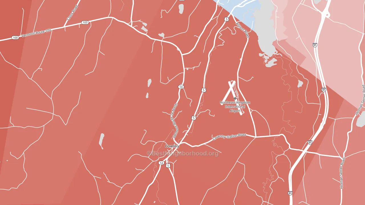 Coventry, VT block-group political-lean map