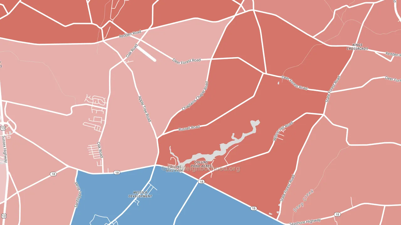 Coverdale Crossroads, DE block-group political-lean map