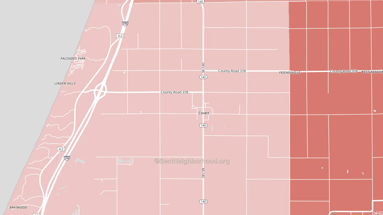 Covert, MI block-group political-lean map