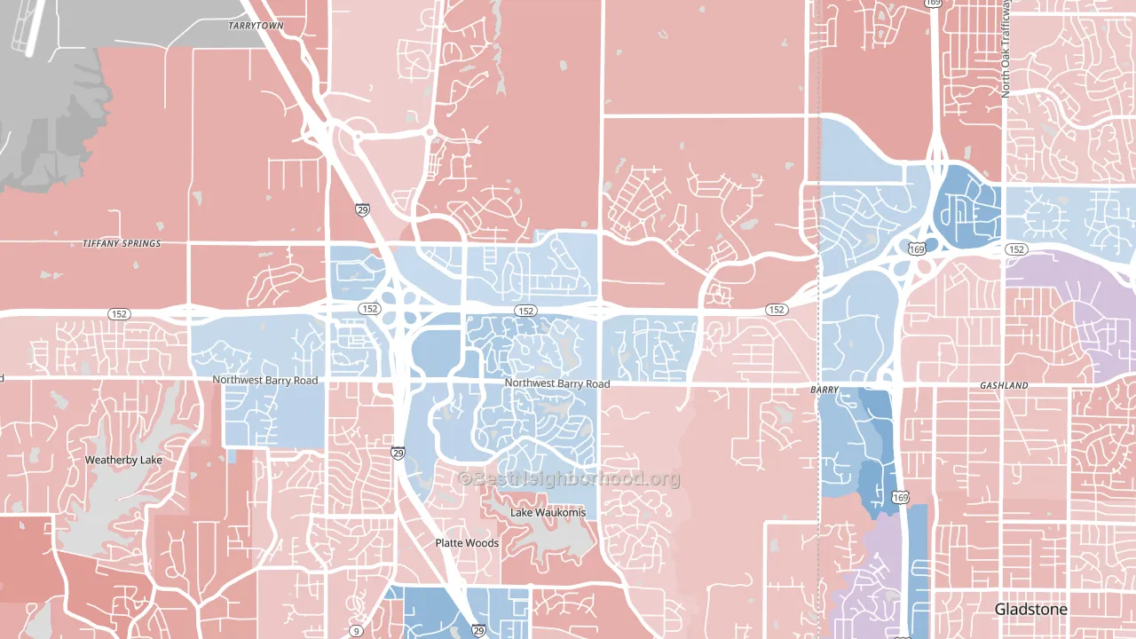 Coves North, Kansas City, MO block-group political-lean map