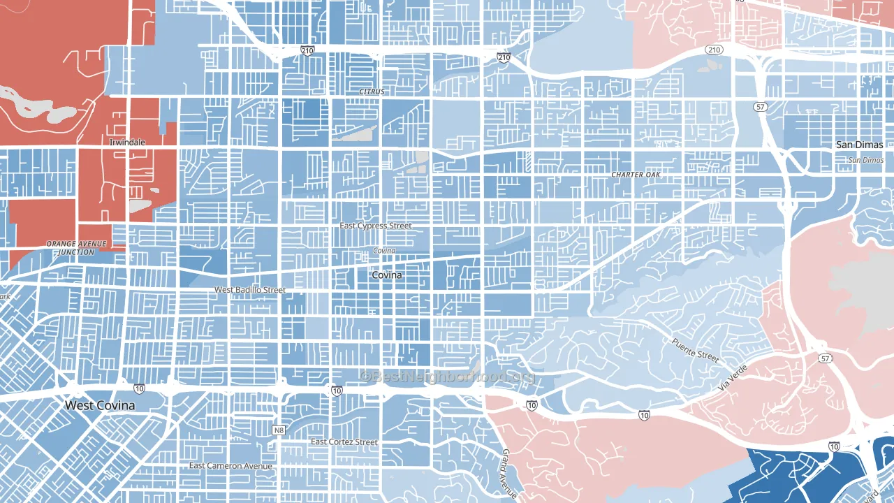 Covina, CA block-group political-lean map