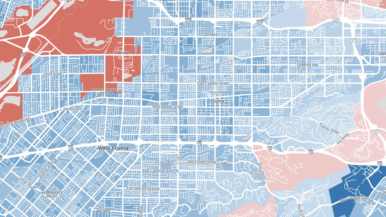 Covina-Valley, Covina, CA block-group political-lean map