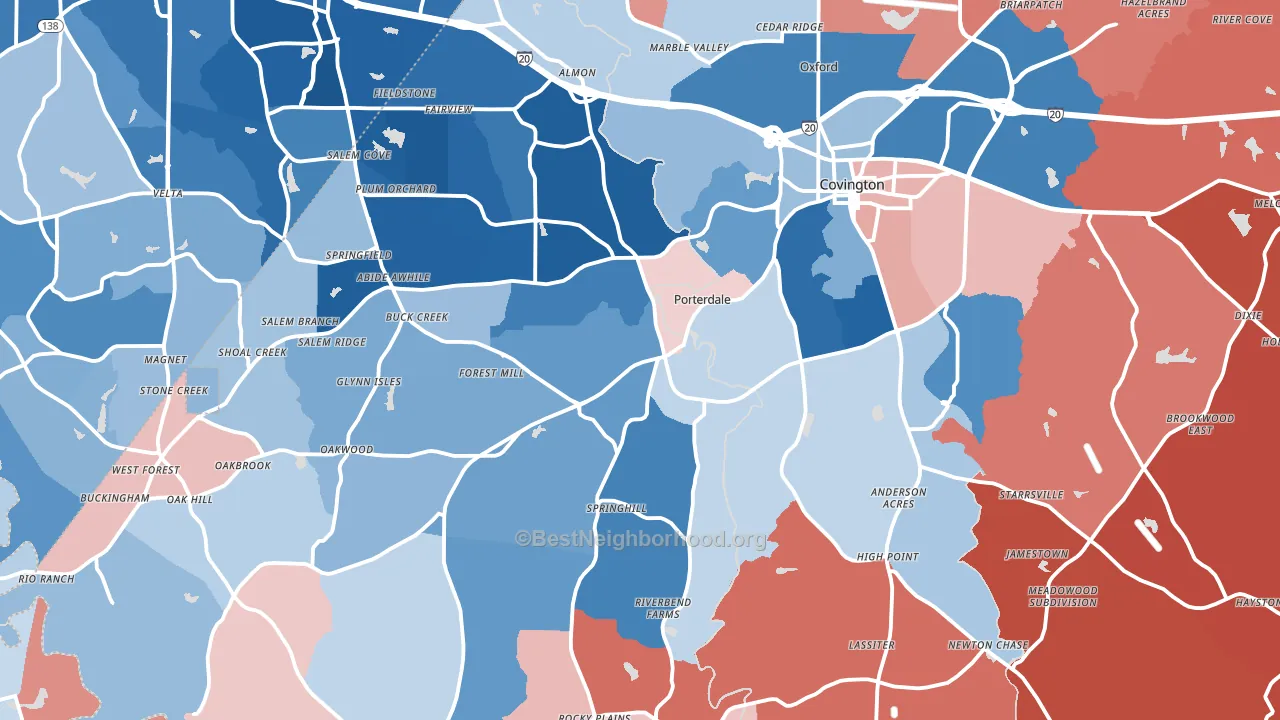 Covington, GA block-group political-lean map