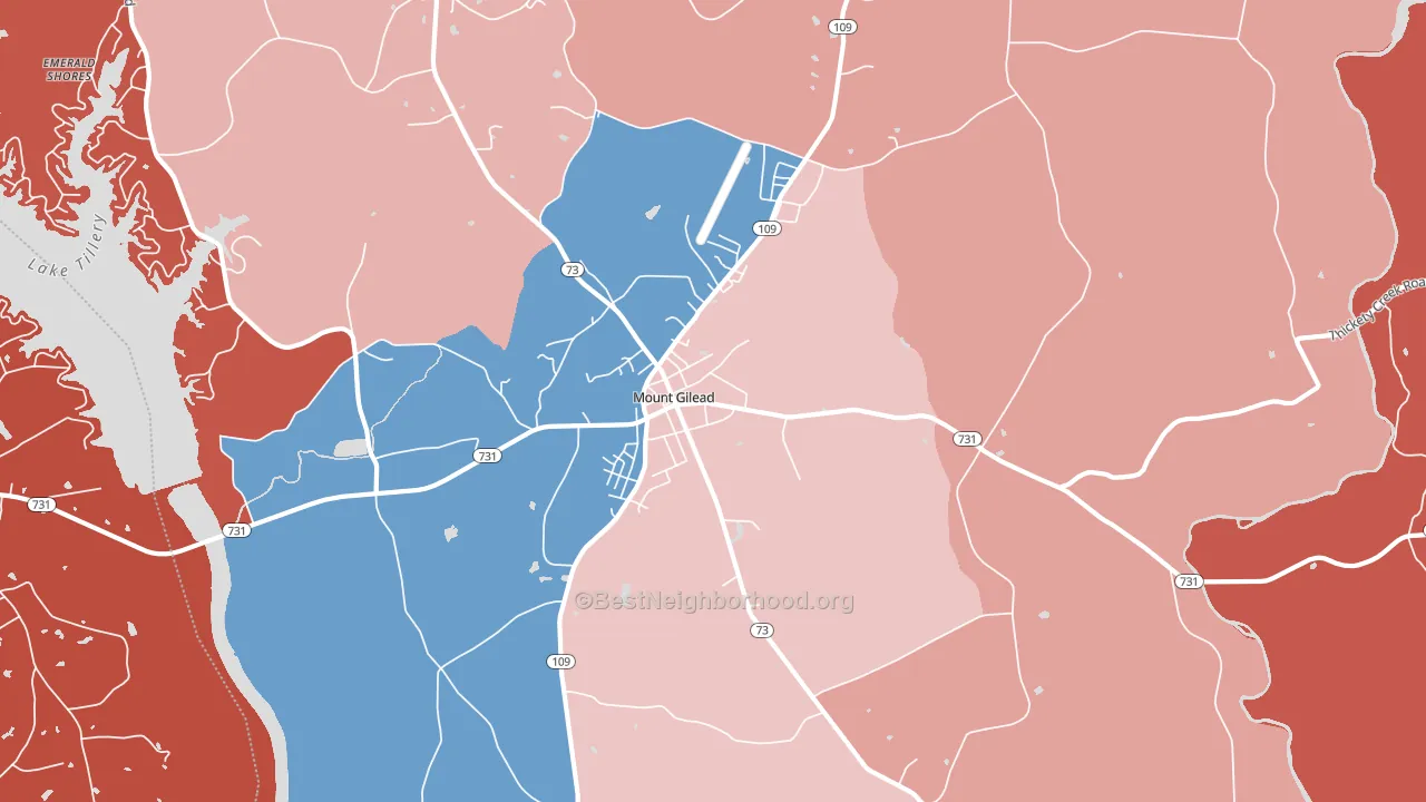 Covington, NC block-group political-lean map