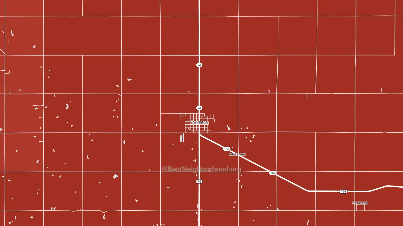 Covington, OK block-group political-lean map
