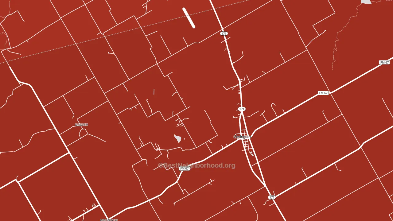 Covington, TX block-group political-lean map