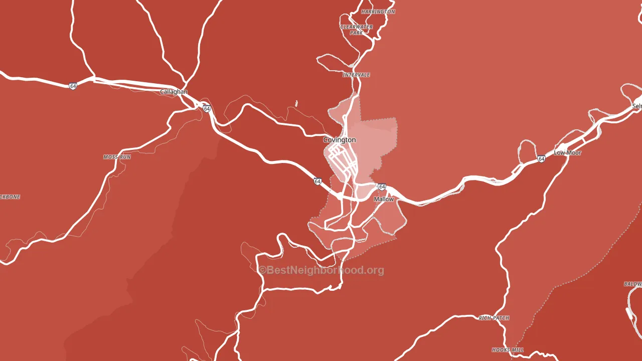 Covington, VA block-group political-lean map
