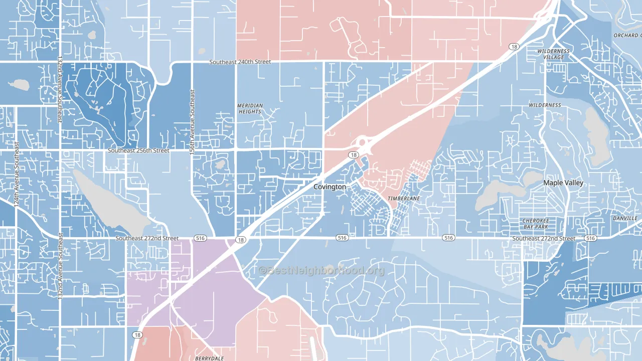 Covington, WA block-group political-lean map