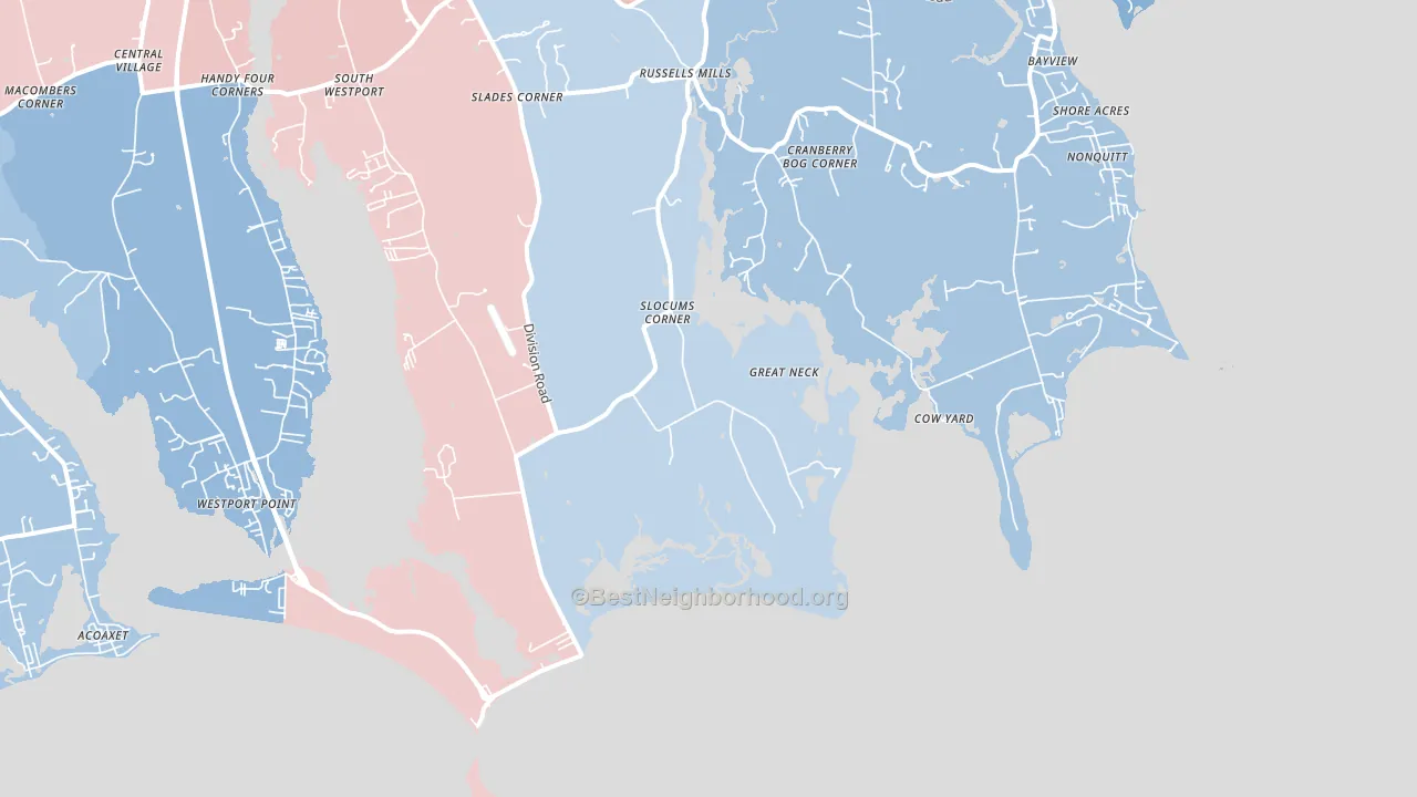 Cow Yard, MA block-group political-lean map