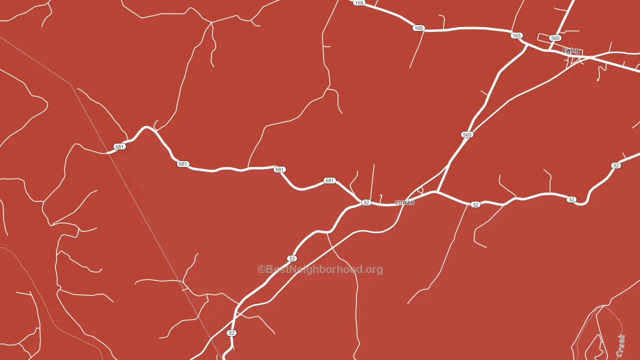 Cowan, KY block-group political-lean map
