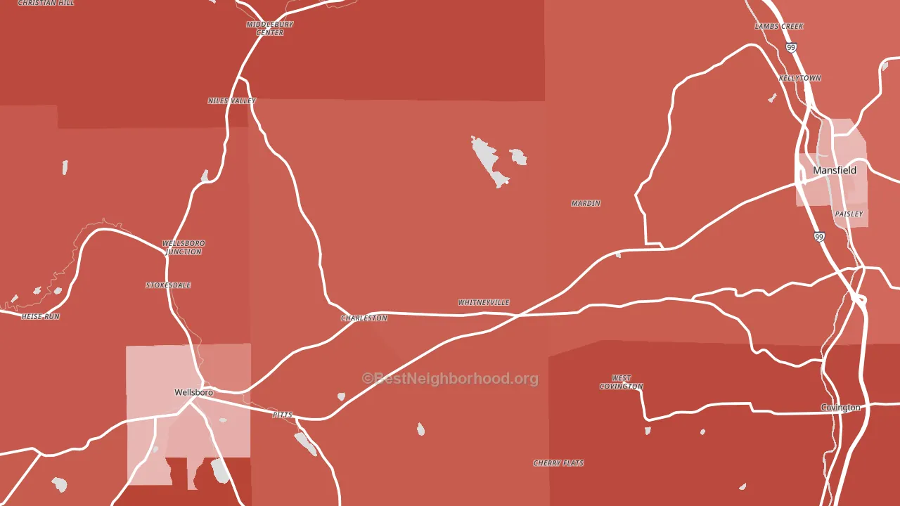 Cowanesque, PA block-group political-lean map