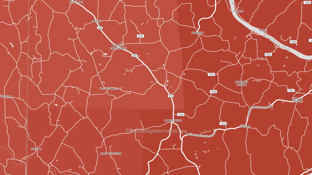 Cowansville, PA block-group political-lean map