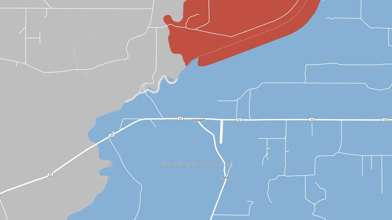 Cowart, MS block-group political-lean map