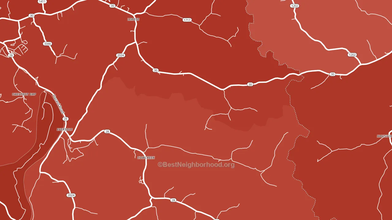 Cowcreek, KY block-group political-lean map