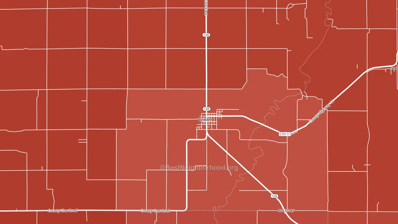 Cowden, IL block-group political-lean map