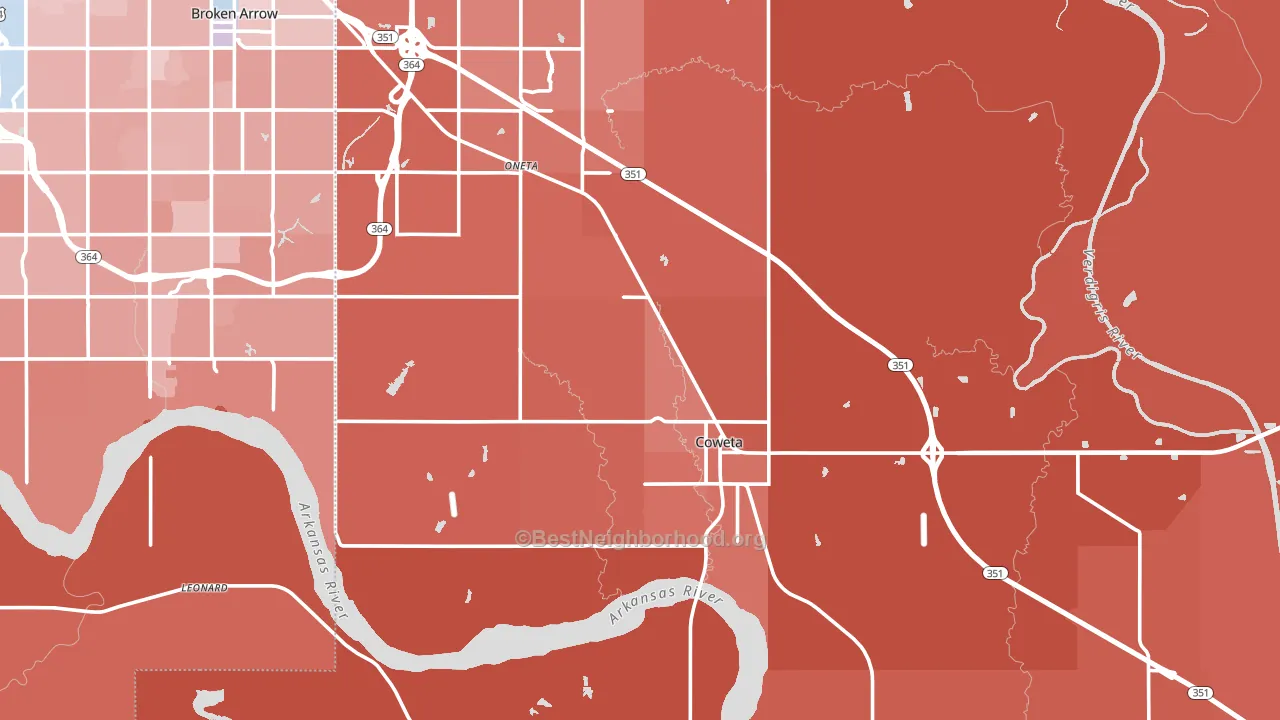 Coweta, OK block-group political-lean map
