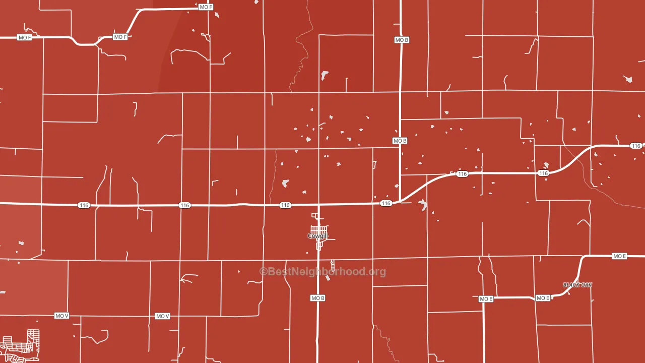 Cowgill, MO block-group political-lean map