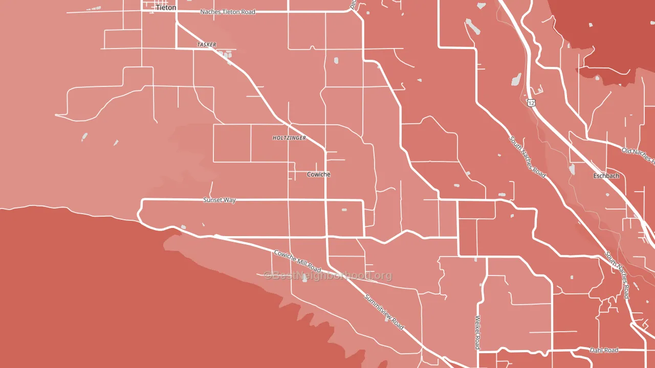 Cowiche, WA block-group political-lean map