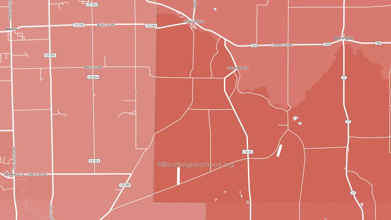 Cowlesville, NY block-group political-lean map