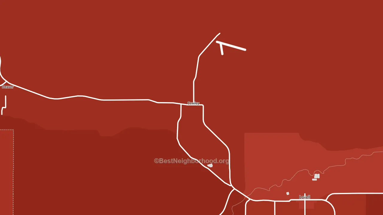Cowley, WY block-group political-lean map