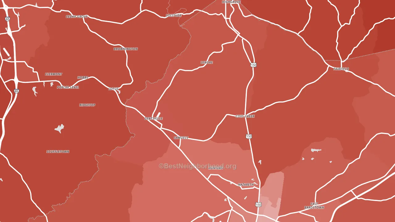 Coxs Creek, KY block-group political-lean map