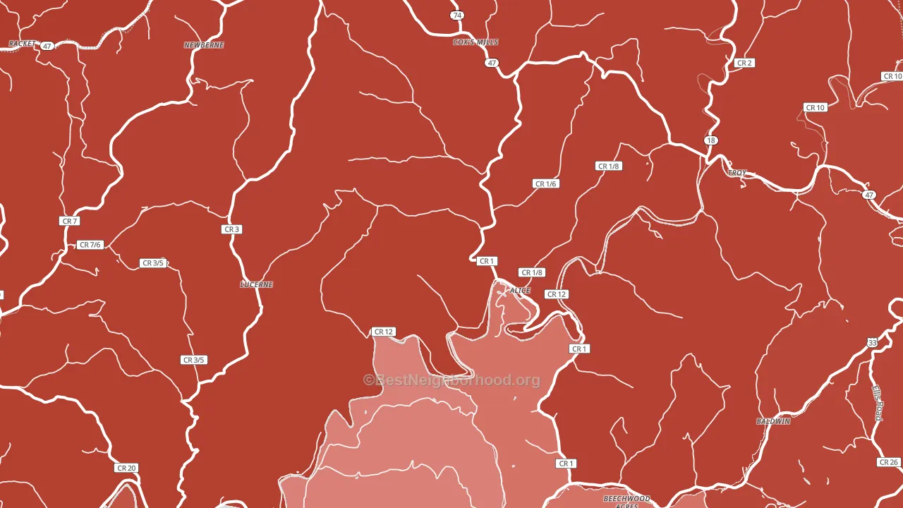 Coxs Mills, WV block-group political-lean map