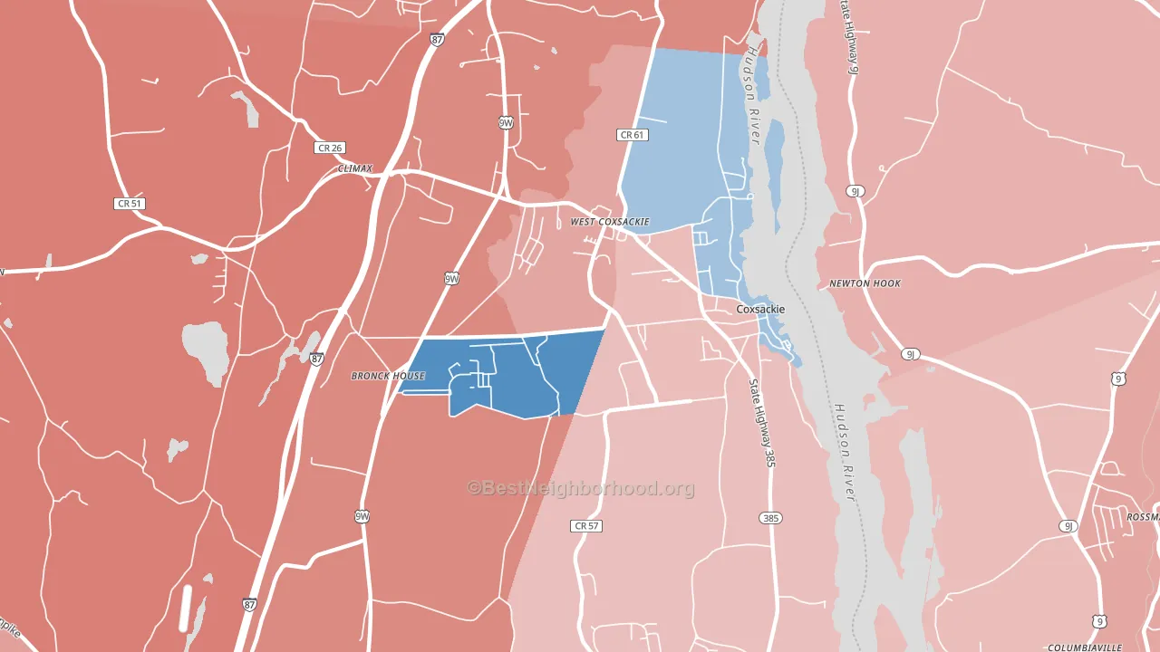 Coxsackie, NY block-group political-lean map