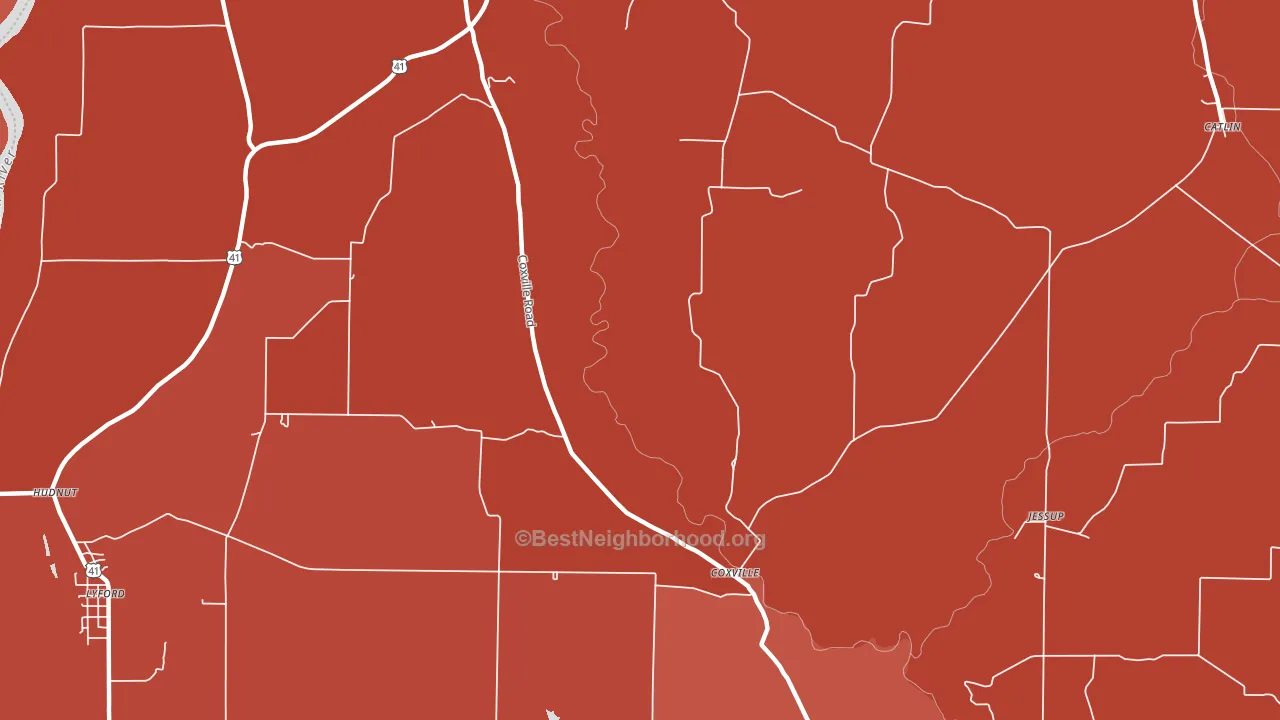 Coxville, IN block-group political-lean map