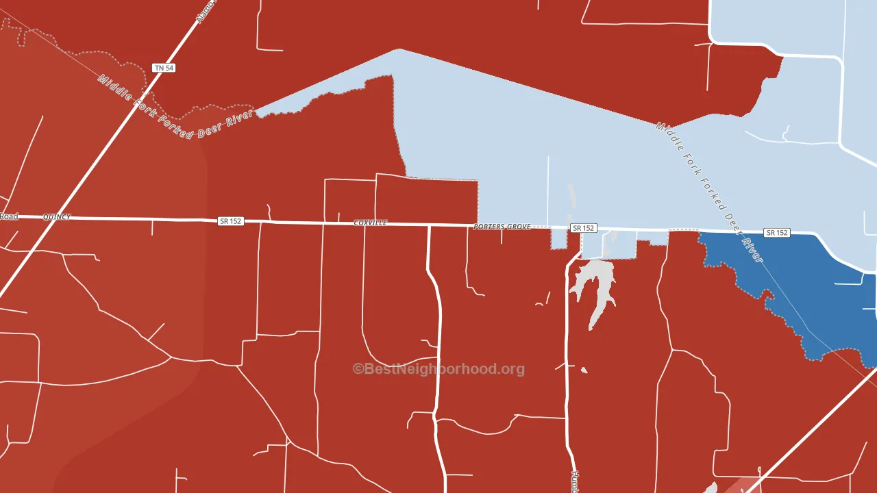 Coxville, TN block-group political-lean map