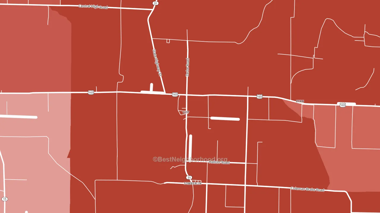 Coy, AR block-group political-lean map