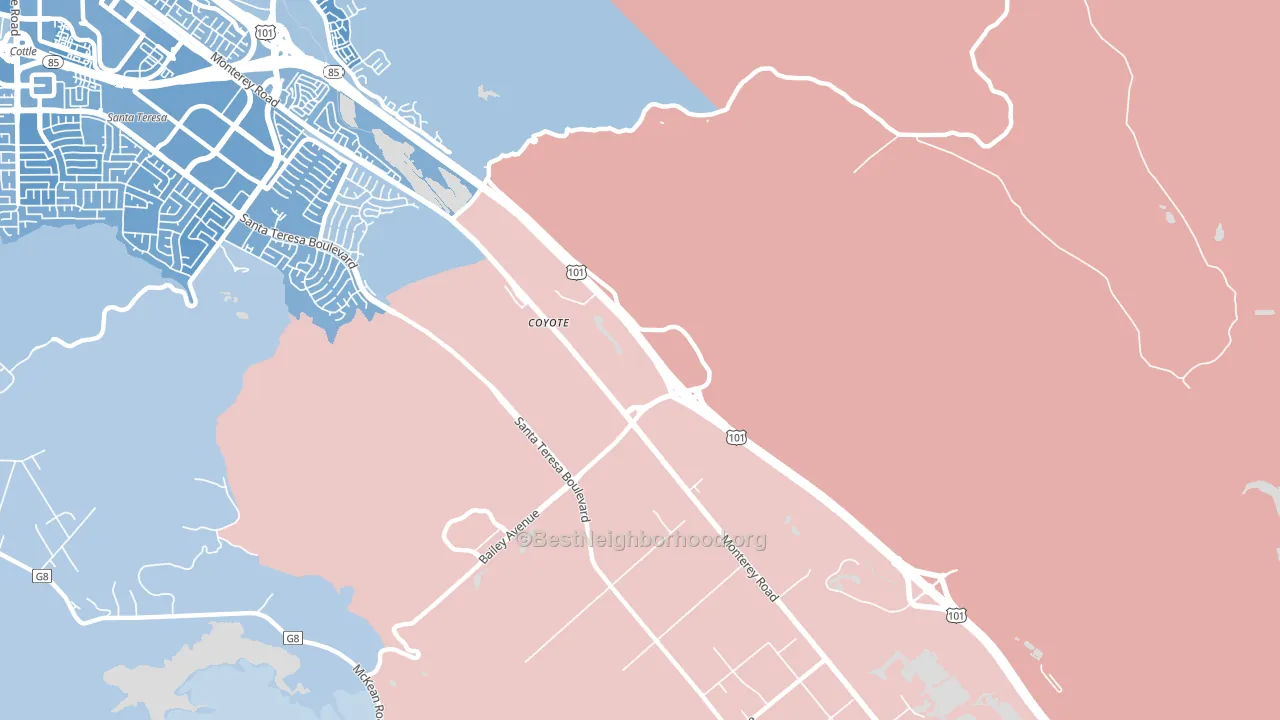 Coyote, CA block-group political-lean map