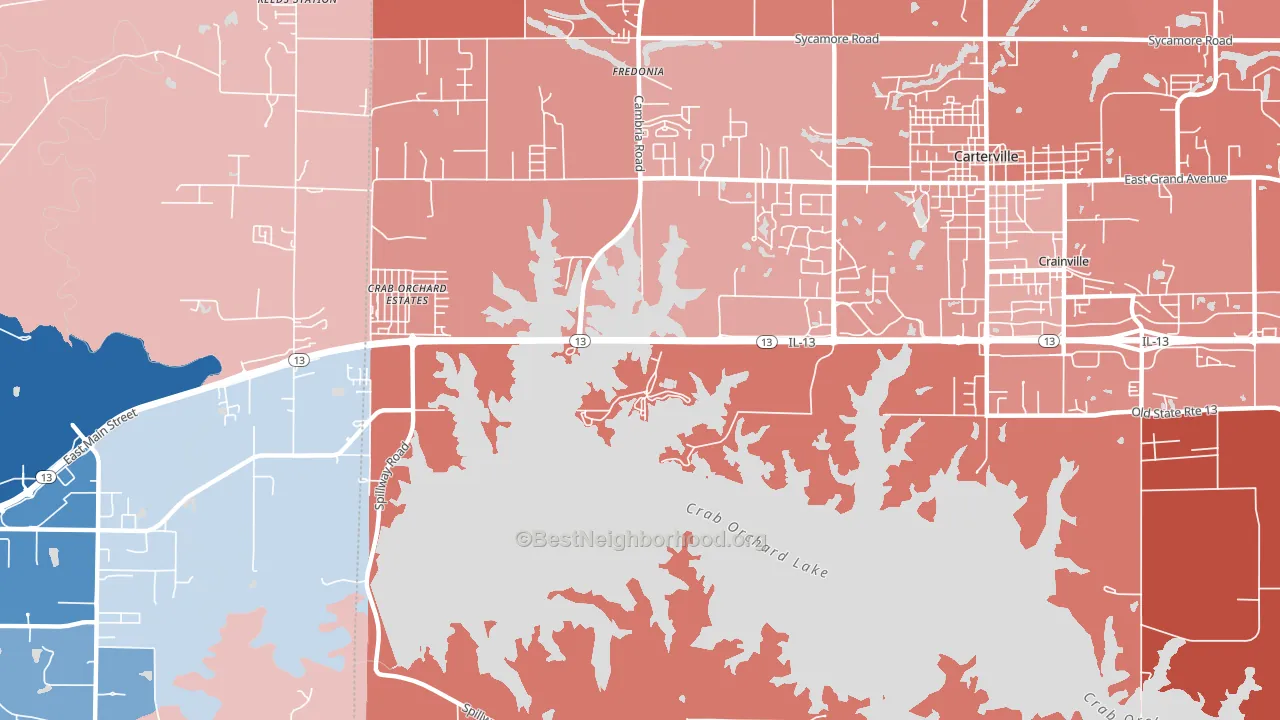 Crab Orchard Estates, IL block-group political-lean map